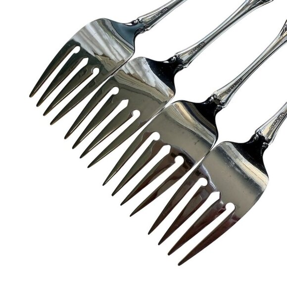 Oneida Pembrooke Renoir SSS Stainless Flatware 4-Piece Salad Fork Set Vintage 6- - Picture 10 of 10